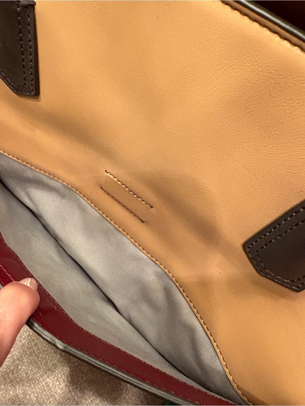 Reed Krakoff Colorblock Leather Tote Bag in Burgundy, Beige & Gray